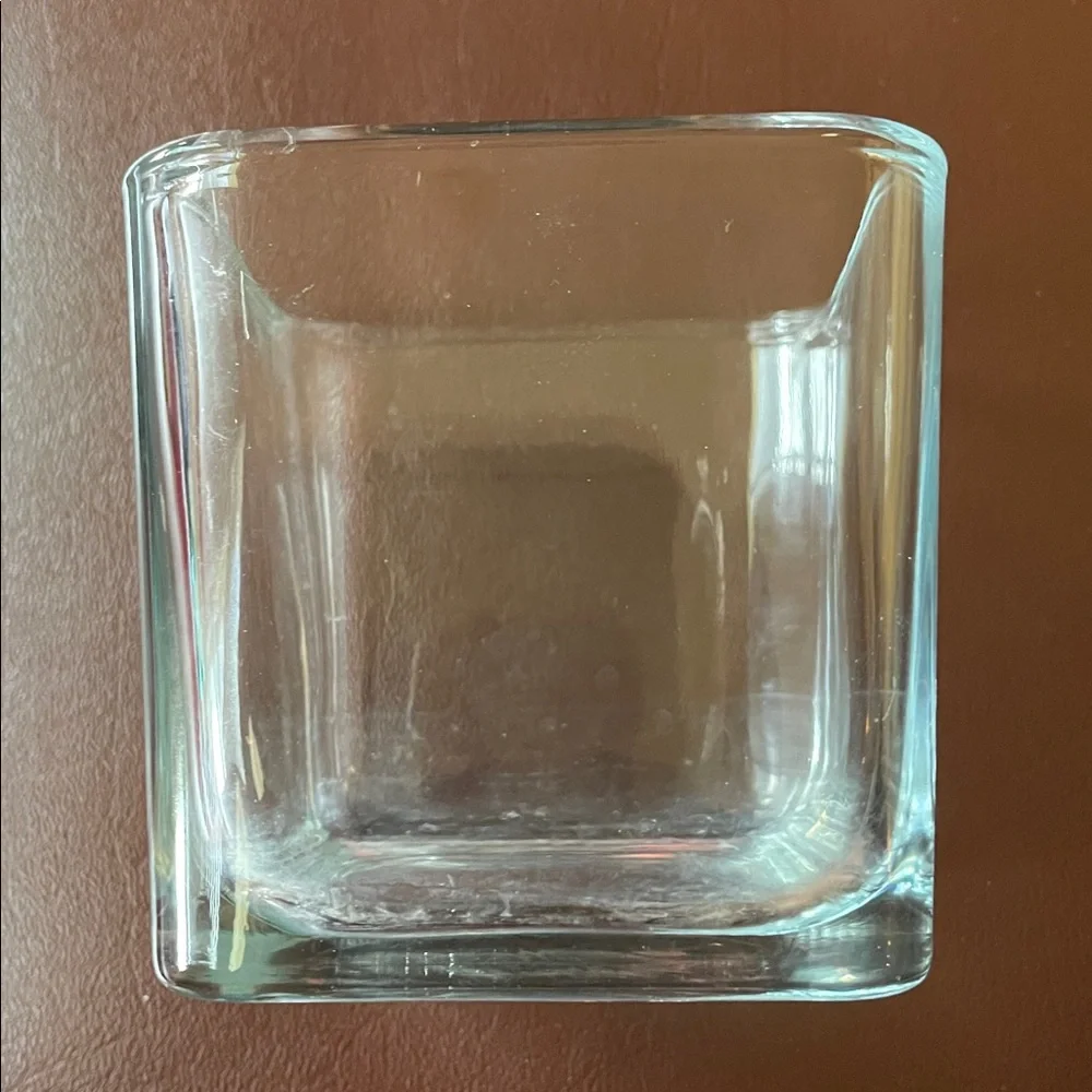 Clear Glass Square Candle Holder